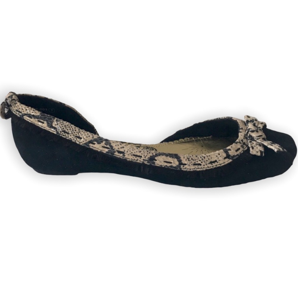 NAUGHTY MONKEY Snake Skin Fringe Flats